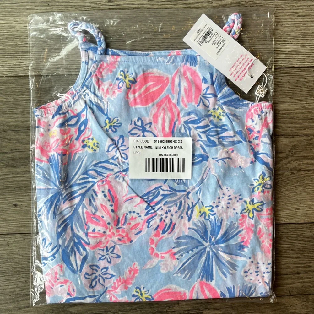 NWT Lilly Pulitzer Girls Mini Kyleigh Dress - Multi Elephant Splash XS